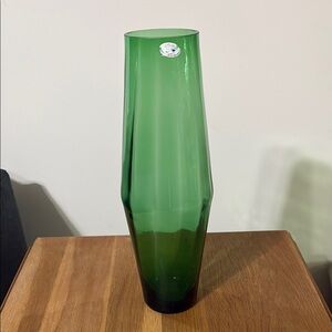 Vintage Wanda Green Glass Vase made in Poland